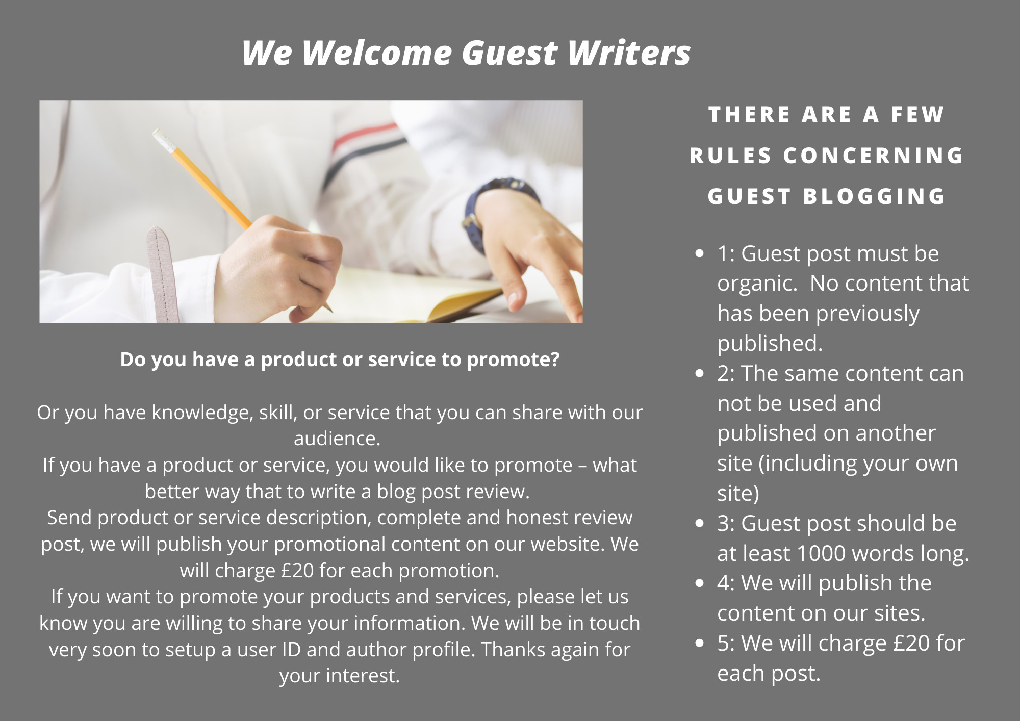 We welcome guest writers